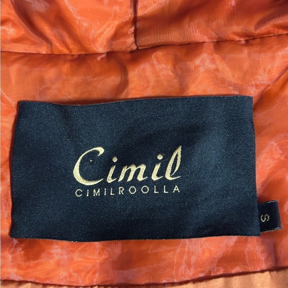 Cimil Cimilroolla Embroidered Puffer Burnt Orange Peplum Coat Size Small - Picture 3 of 12